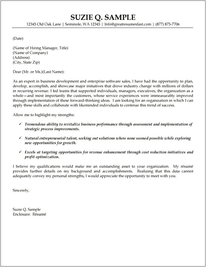 Cover Letter Template For Sales Proposal