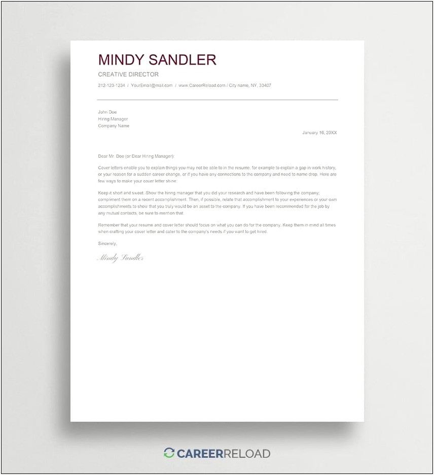 Cover Letter Template On Google Docs