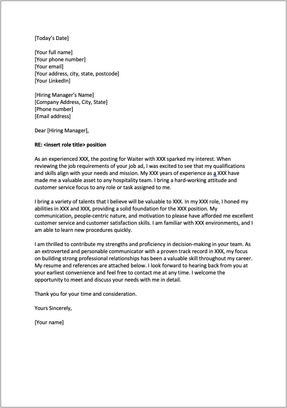 Cover Letter Template Pro Sports Team