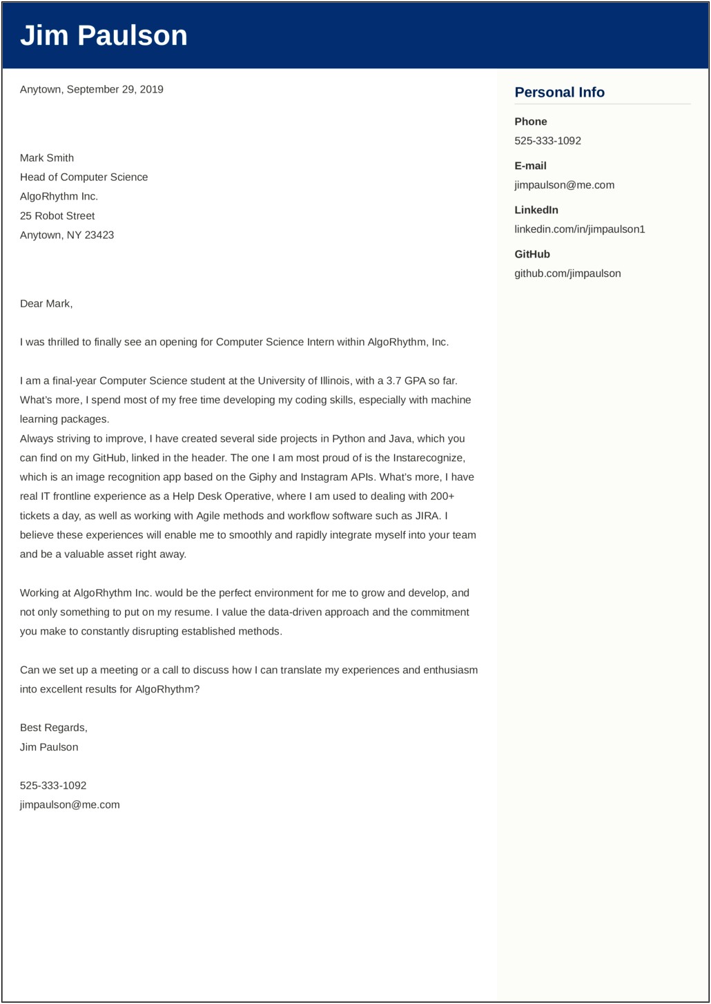 Cover Letter Template Science Lab Director