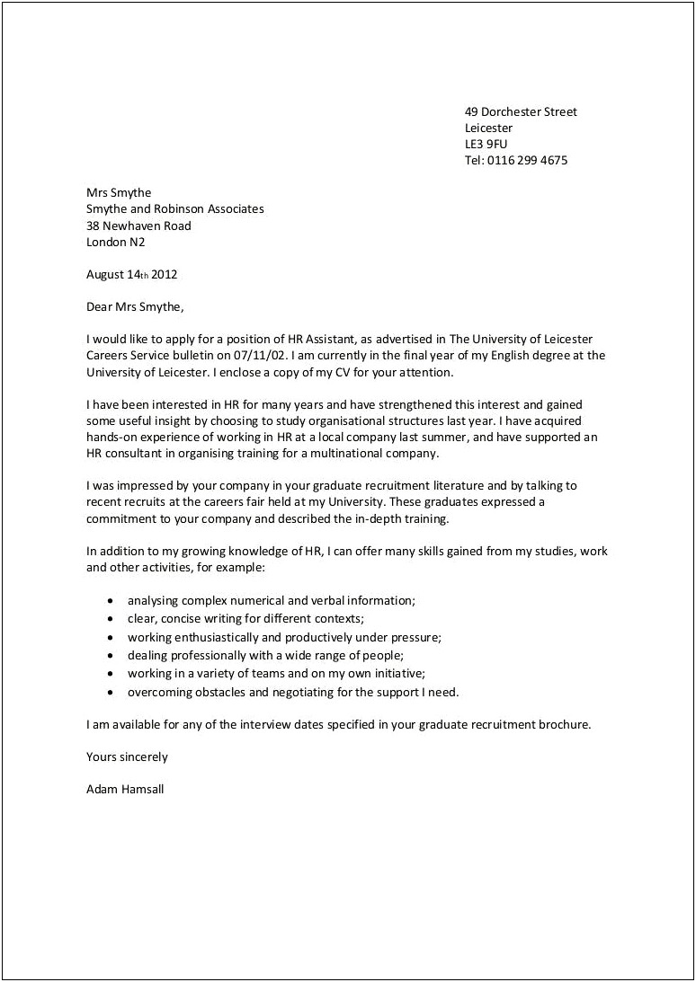 Cover Letter Template To Multiple Interviewers