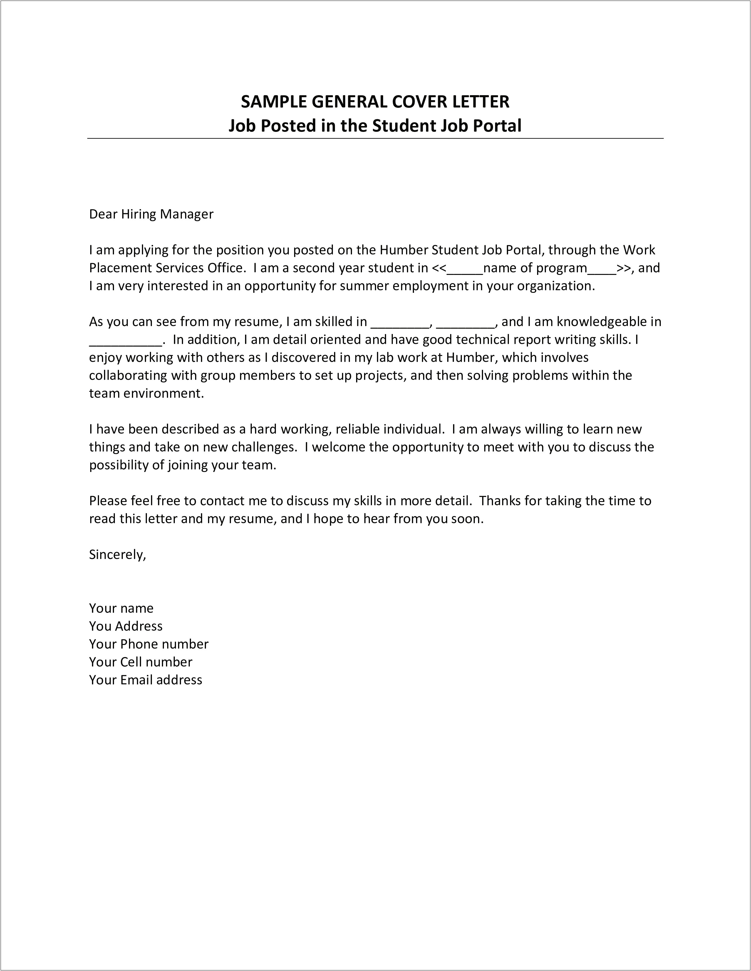 Cover Letter Template To Pursue Employer