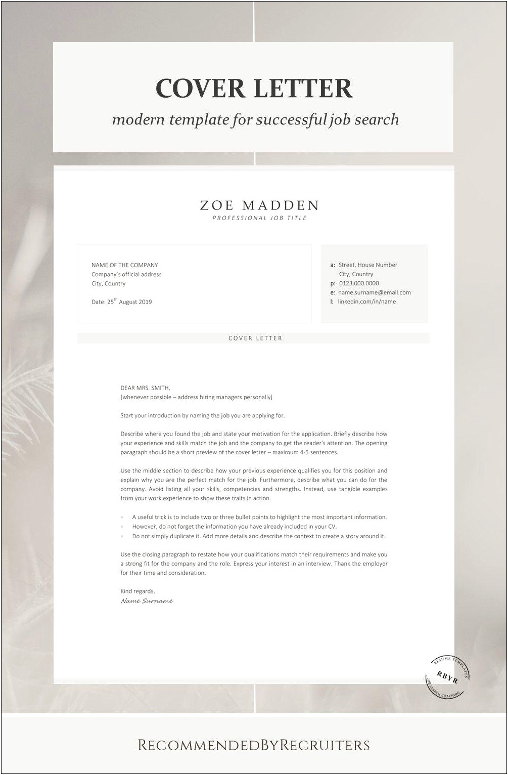 Cover Letter Template With Picture Social Media