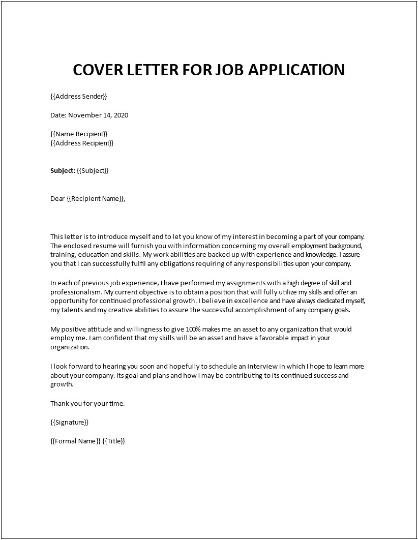 Cover Letter Template You Don't Know Recipient