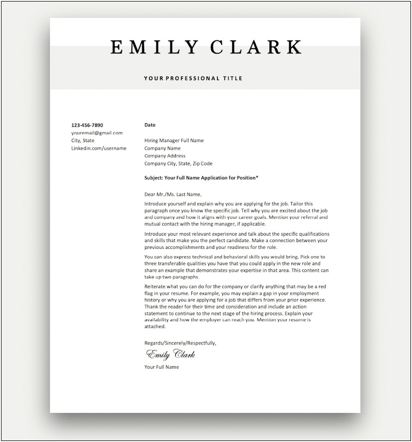 Cover Letter Templates For It Professionals