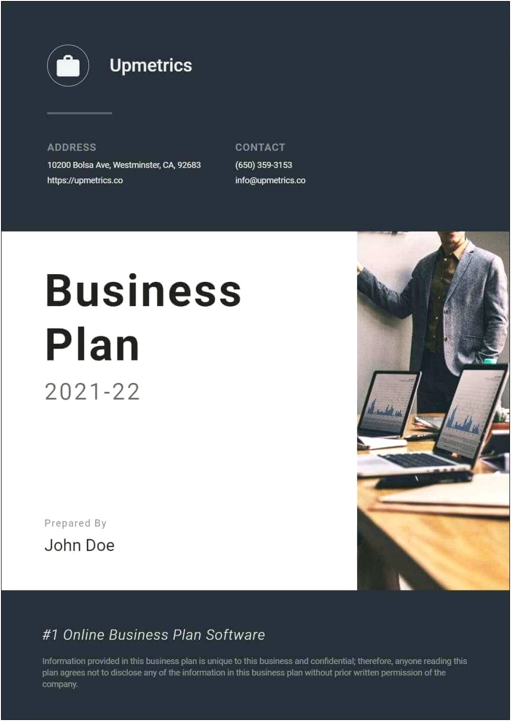 Cover Page For A Business Plan Template