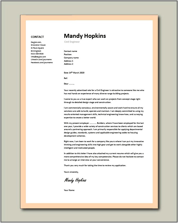 Covering Letter Templates For Engineering Technical Companies