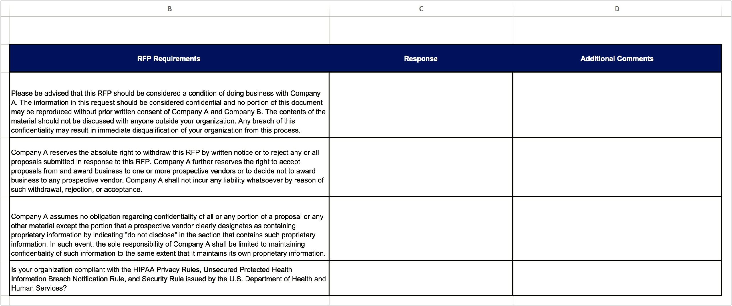 Create An Rfp Response Template In Word