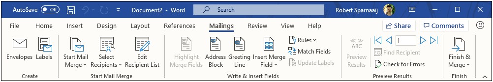 Create Mail Merge Template Word 2016