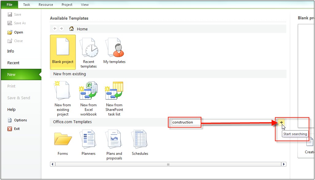 Create Project Plan Template Project Server 2010