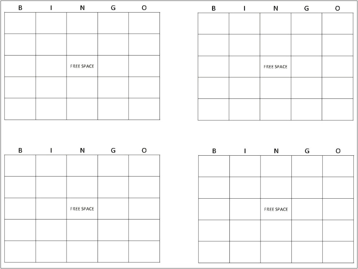 Create Your Own Bingo Card Template