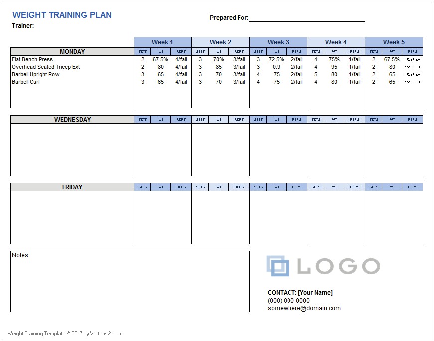 Create Your Own Exercise Plan Template