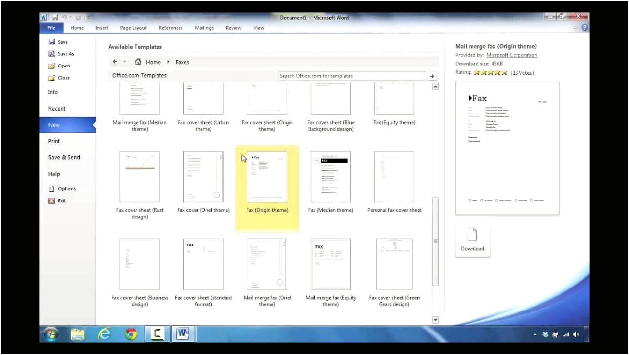 Creating A Fax Template In Word 2007