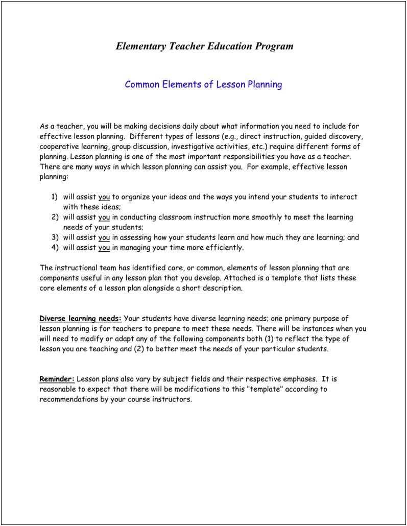 Creating An Effective Teaching And Learning Plan Template