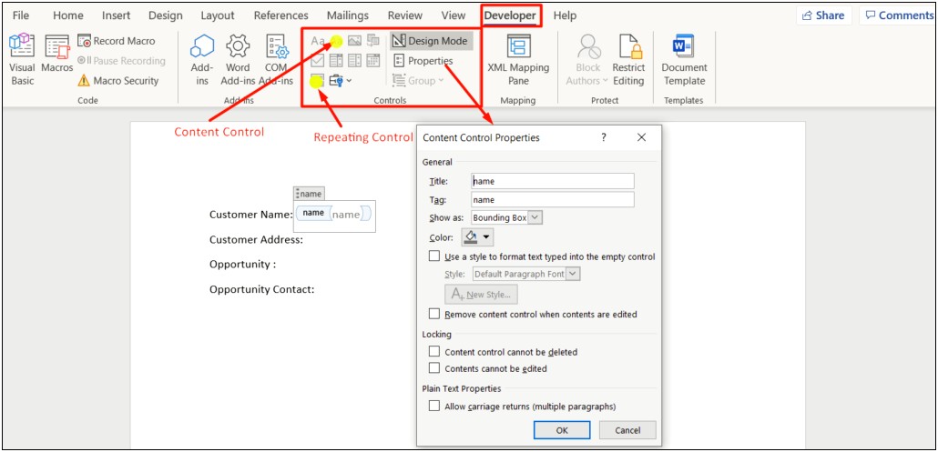 Creating Word Templates Via Flow Sharepoint Fields