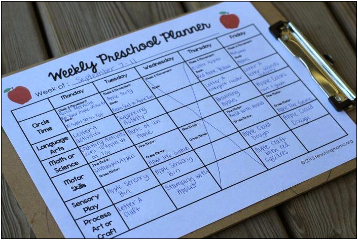 Creative Curriculum Weekly Planning Form Template