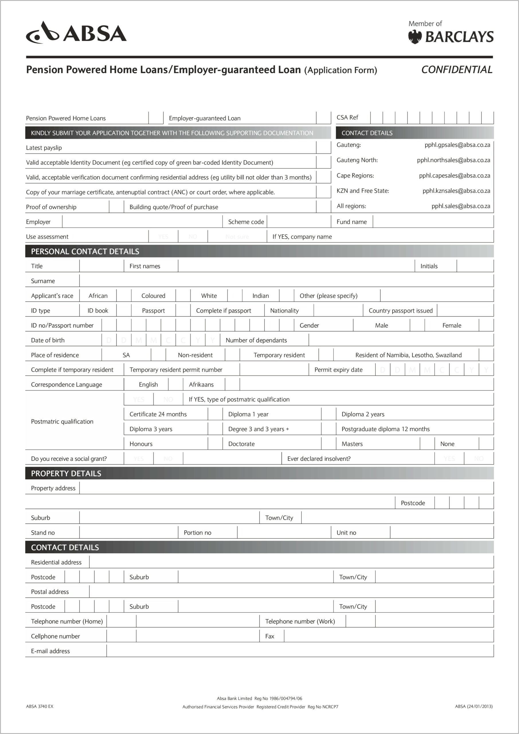 Credit Application Form Template Word South Africa