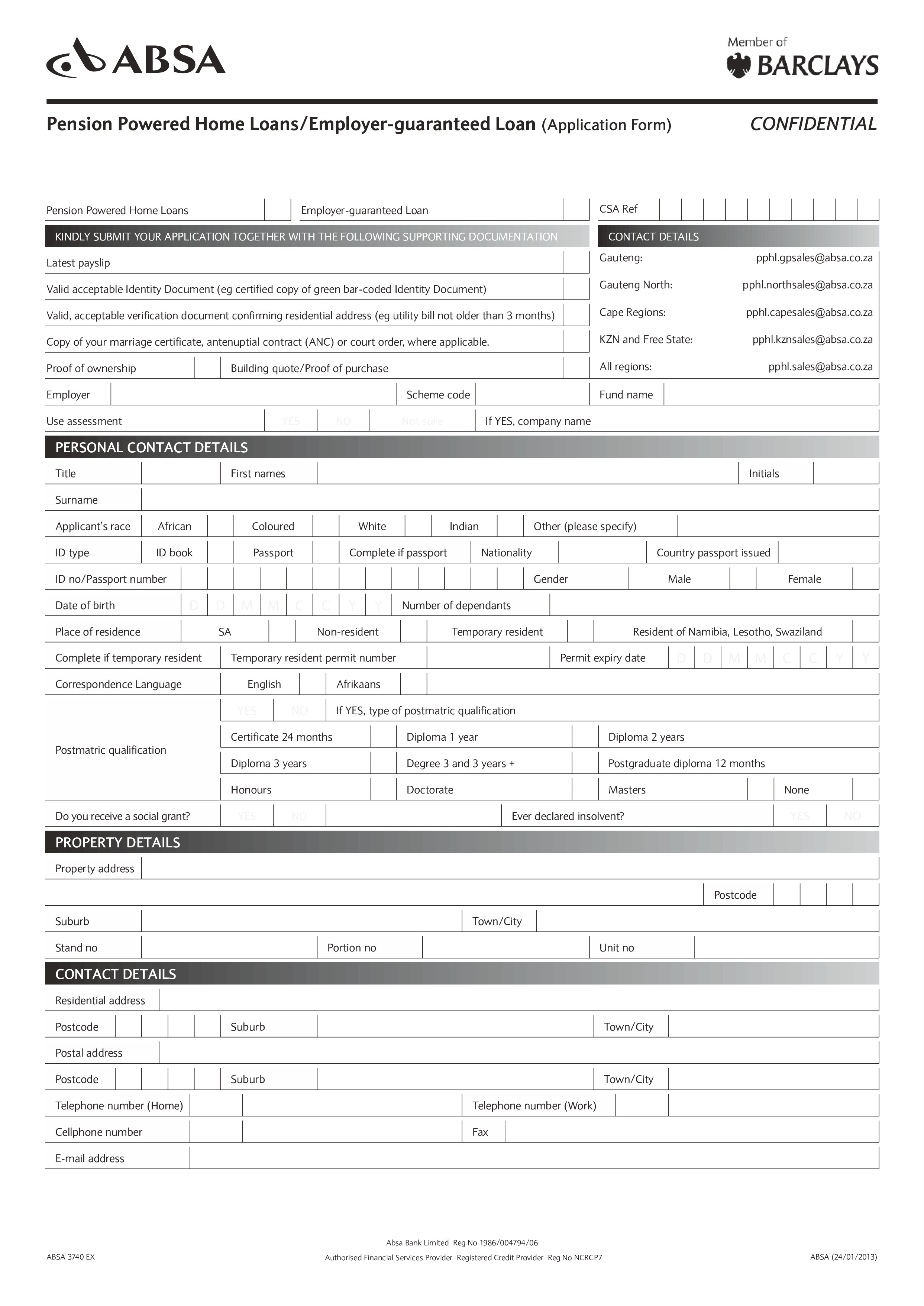 Credit Application Form Template Word South Africa