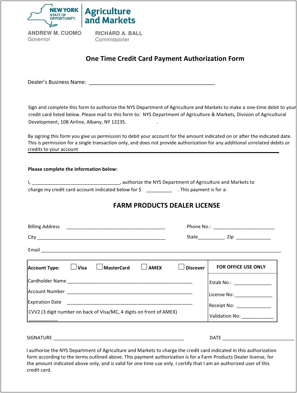 Credit Card Authorisation Form Template Australia