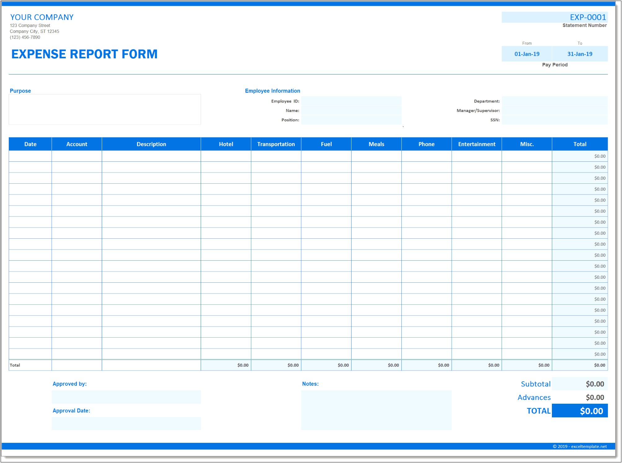 Credit Card Expense Report Template Excel