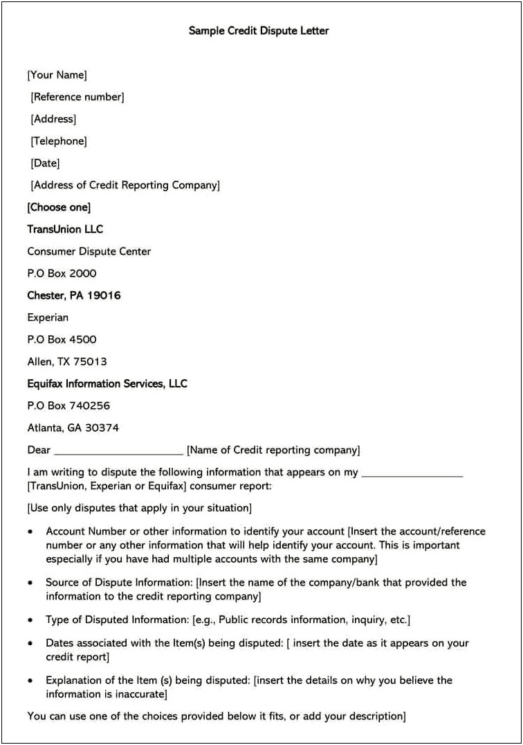 Credit Inquiry Letter Of Explanation Template