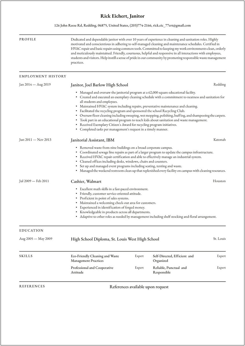 Custodian Cover Letter Template With No Experience