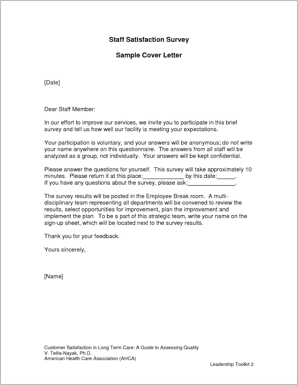 Customer Satisfaction Survey Cover Letter Template