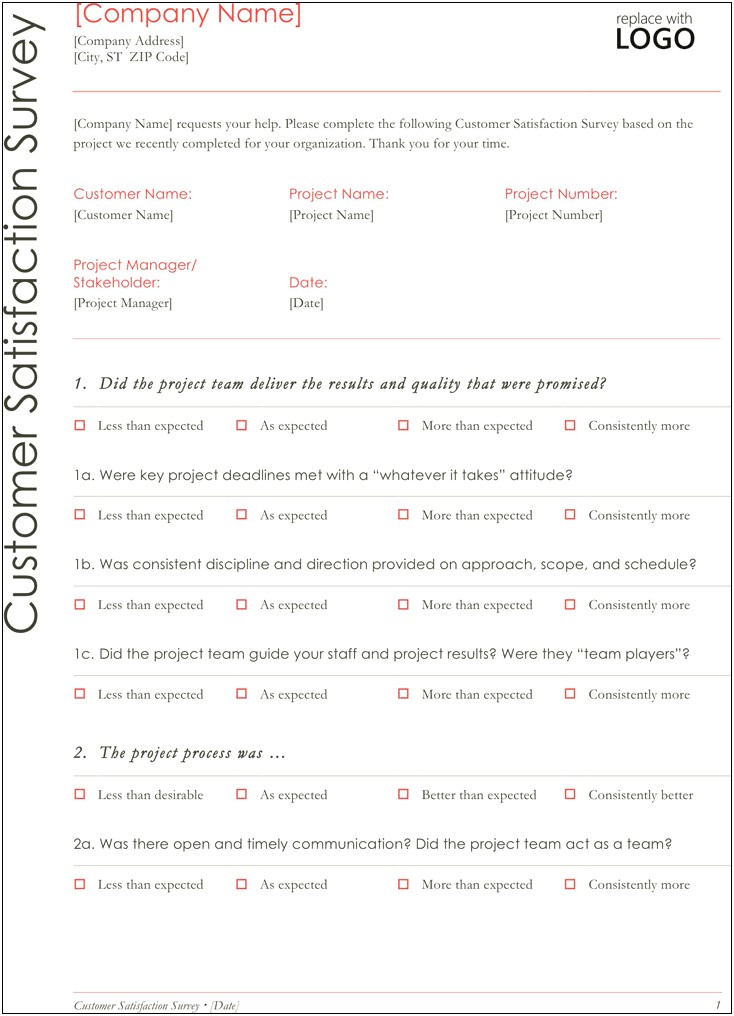 Customer Satisfaction Survey Templates Ms Word