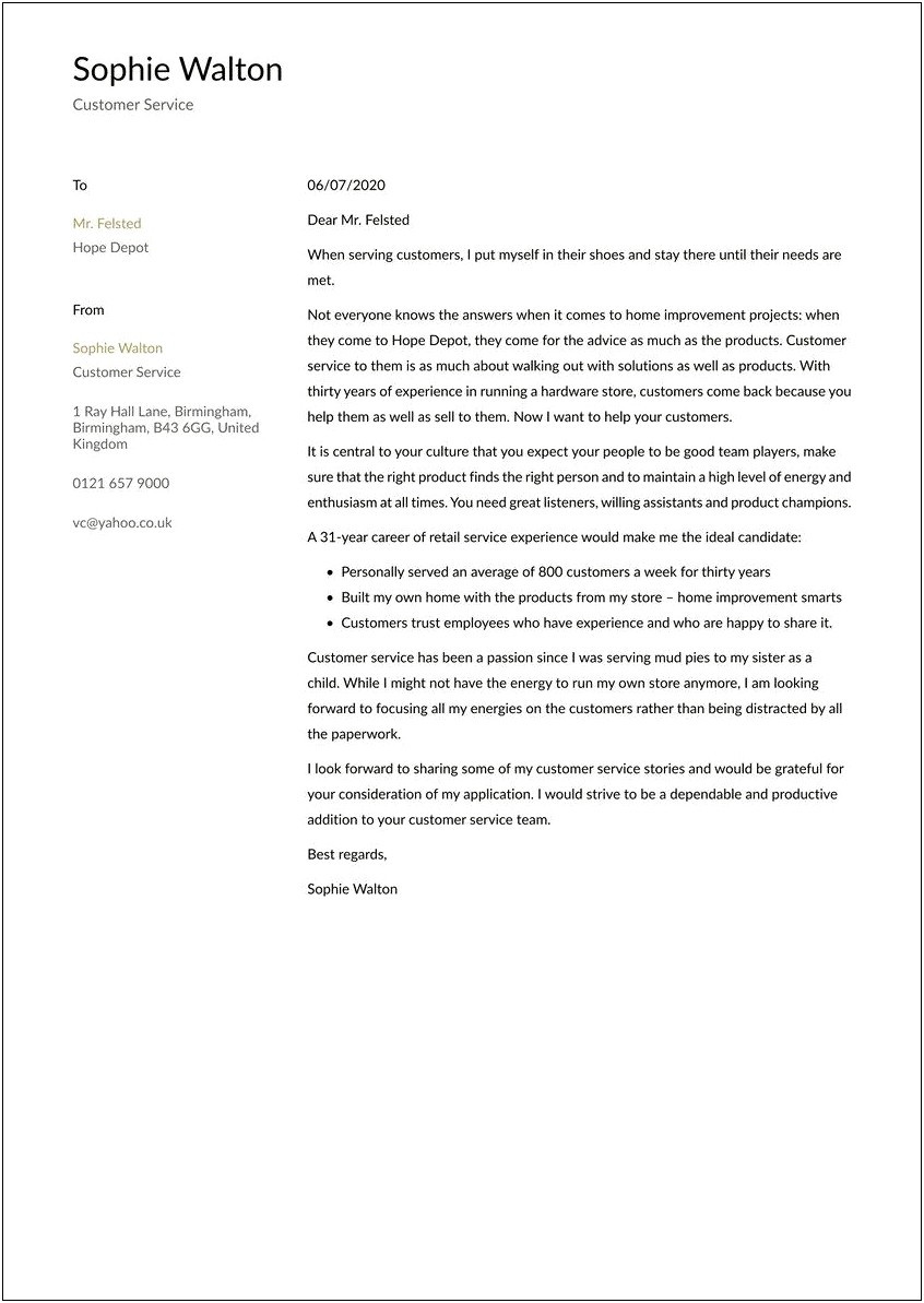 Customer Service Cover Letter Template Nz