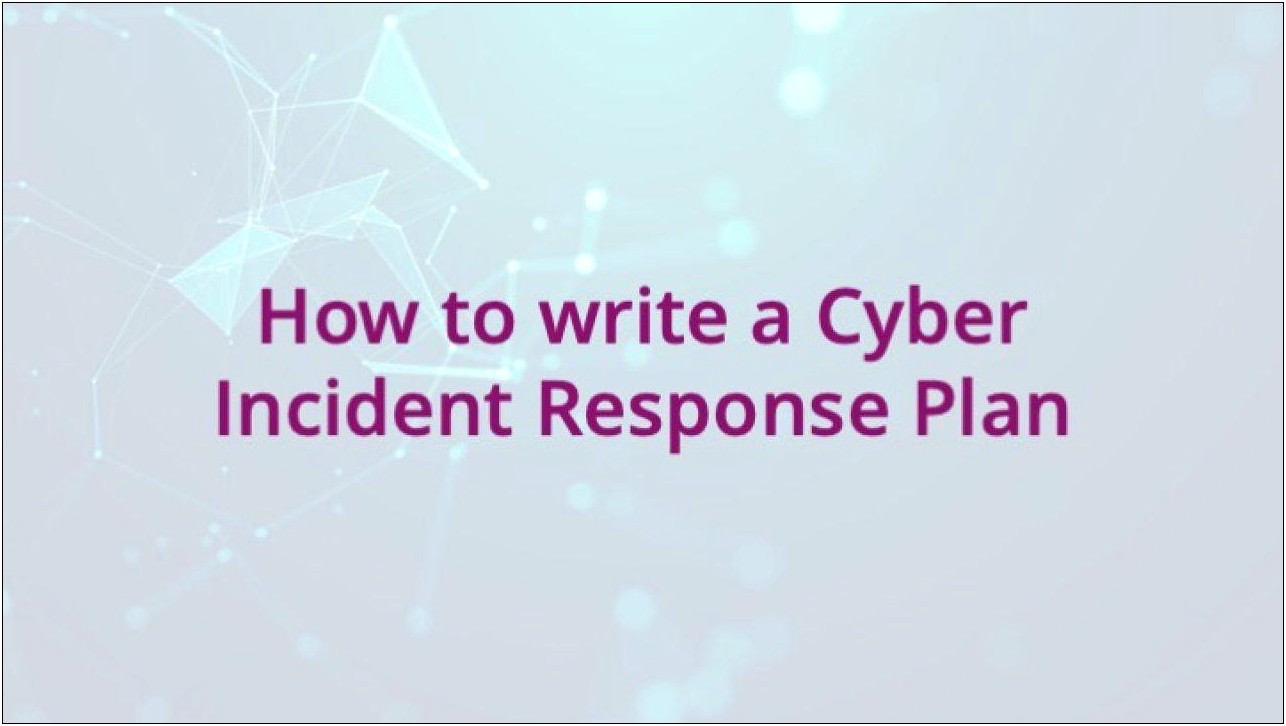 Cyber Incident Response Plan Template Uk