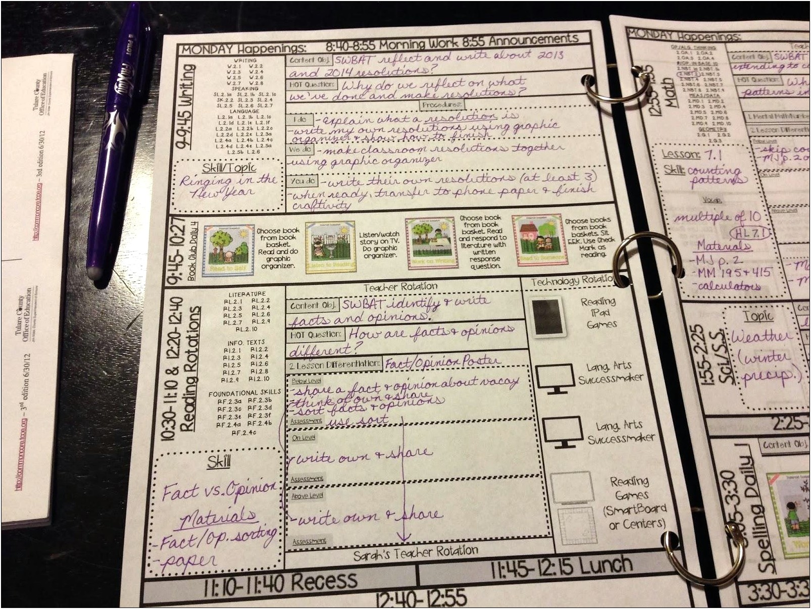 Daily Lesson Plan Template Common Core