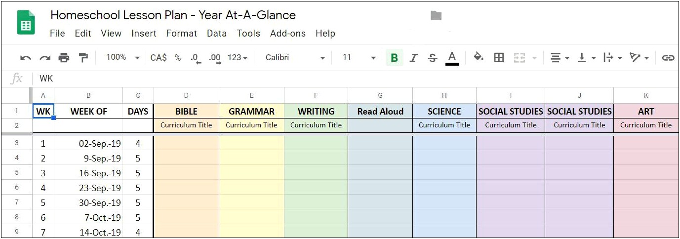 Daily Lesson Plan Template Google Docs