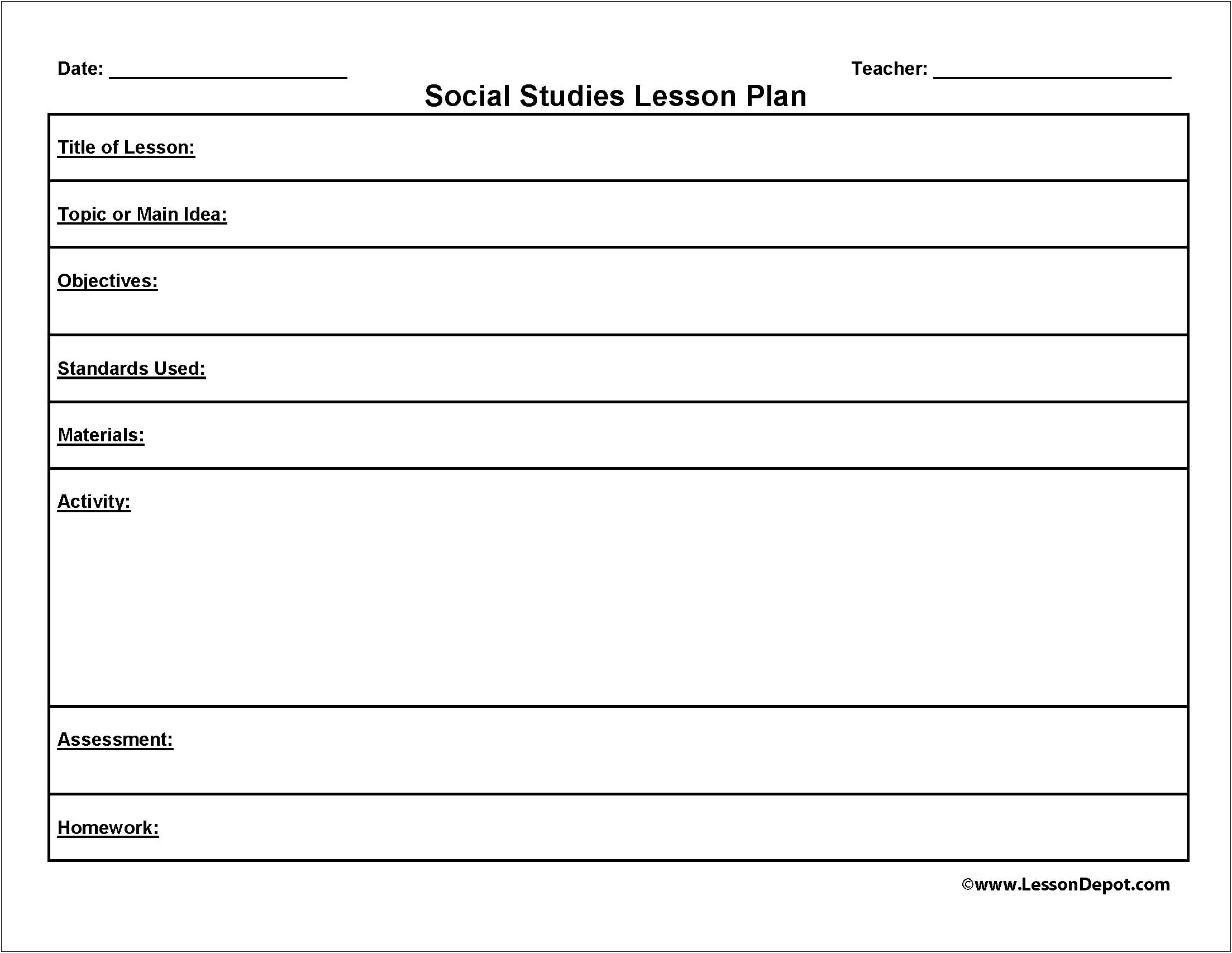 Daily Lesson Plan Templates For High School Teachers