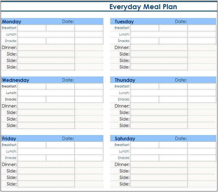 Daily Meal Planning Template With Times