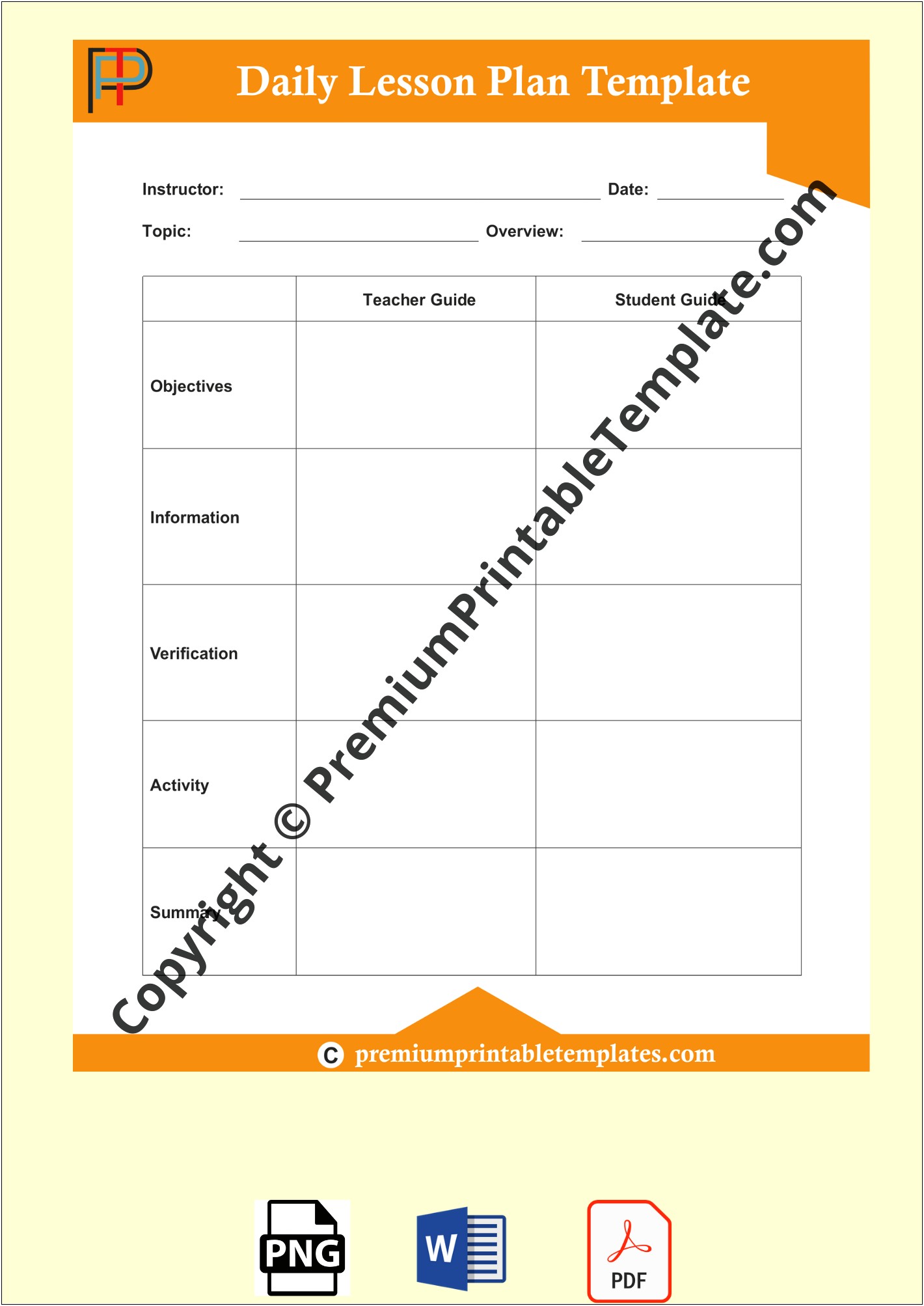 Daily P Reschool Lesson Plan Template Blank