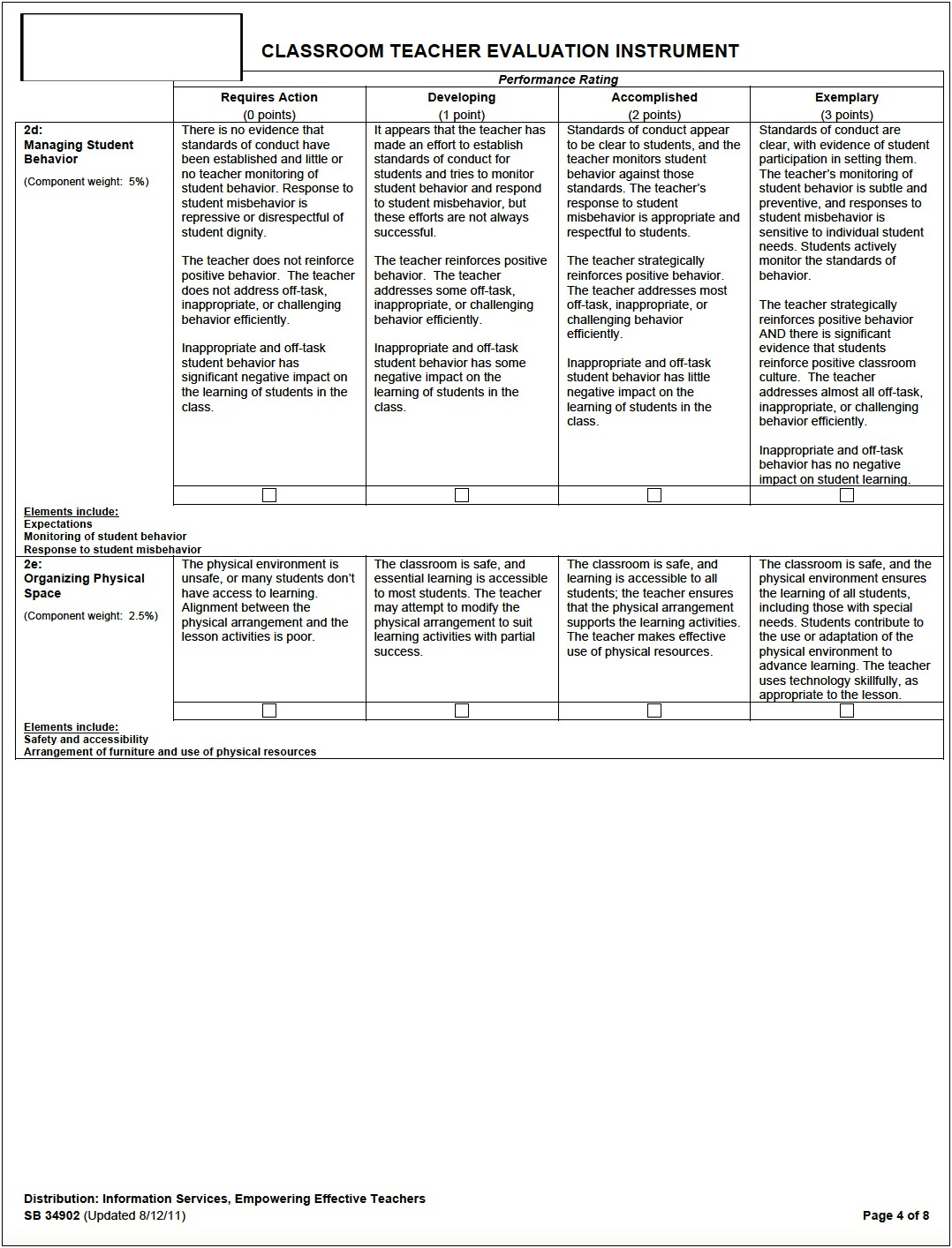 Danielson Aligned Lesson Plan Template For Formal Observations