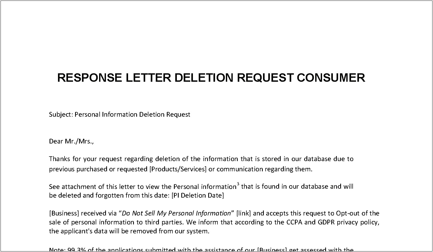 Data Protection Act Request Letter Template