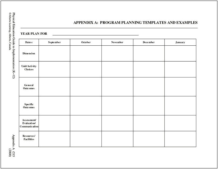 Day Care Program Plan Template Alberta