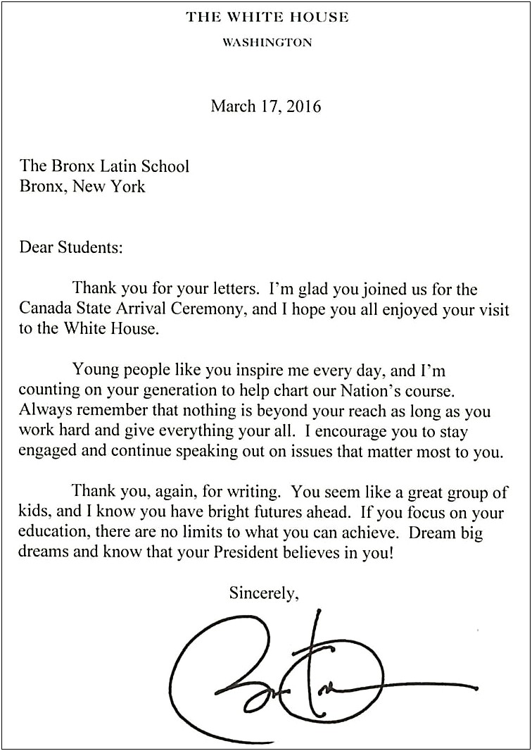 Dear President Obama Letter Template Cba