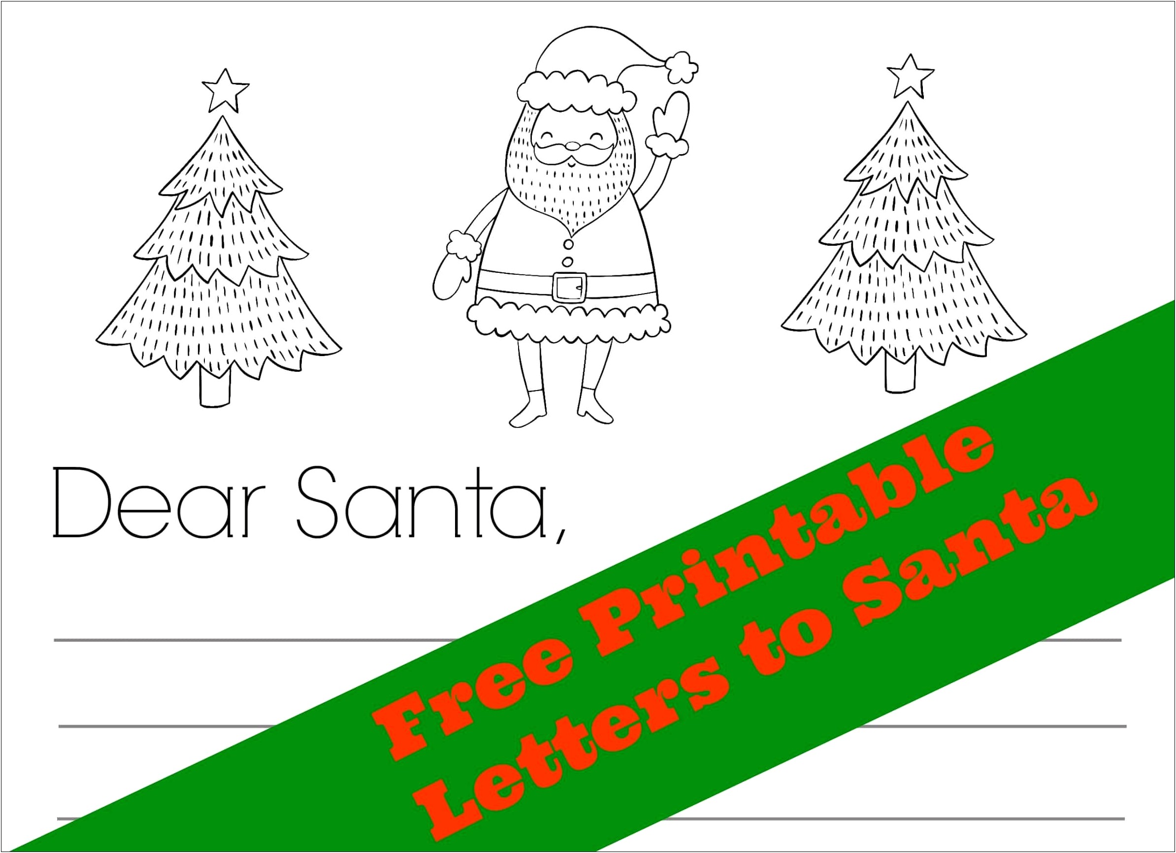 Dear Santa Letter Black & White Template