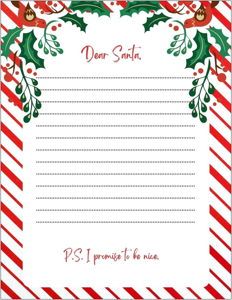 Dear Santa Letter Template First Grade