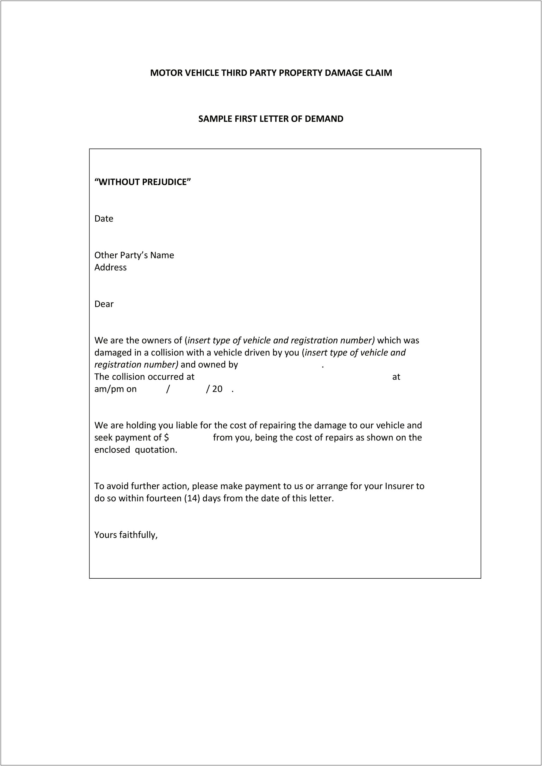 Demand For Payment Letter Template Uk