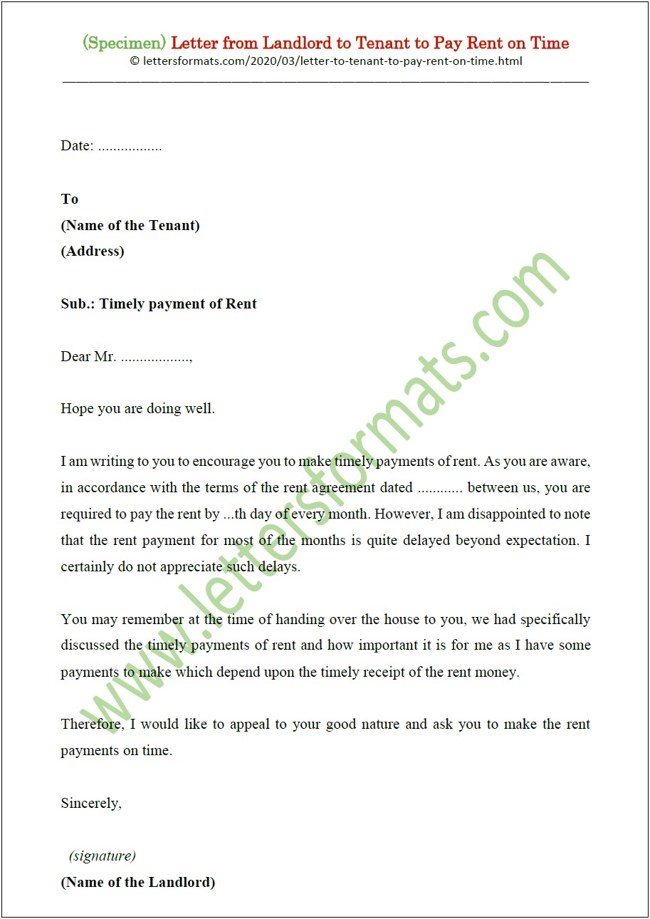 Demand For Rent Payment Letter Template