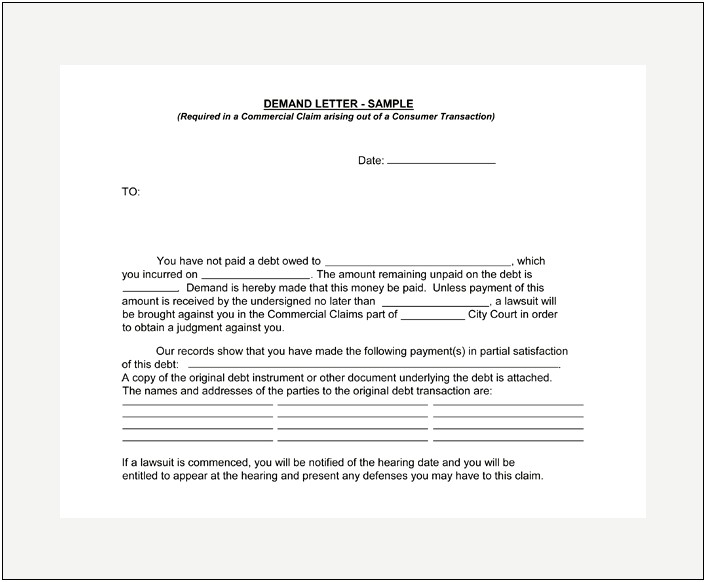 Demand Letter Template For Owed Money Criminal