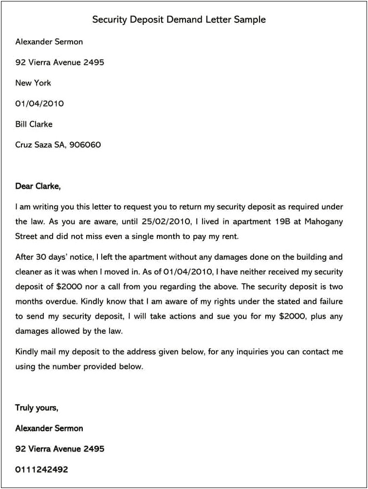 Demand Letter Template Renter Damages To Property