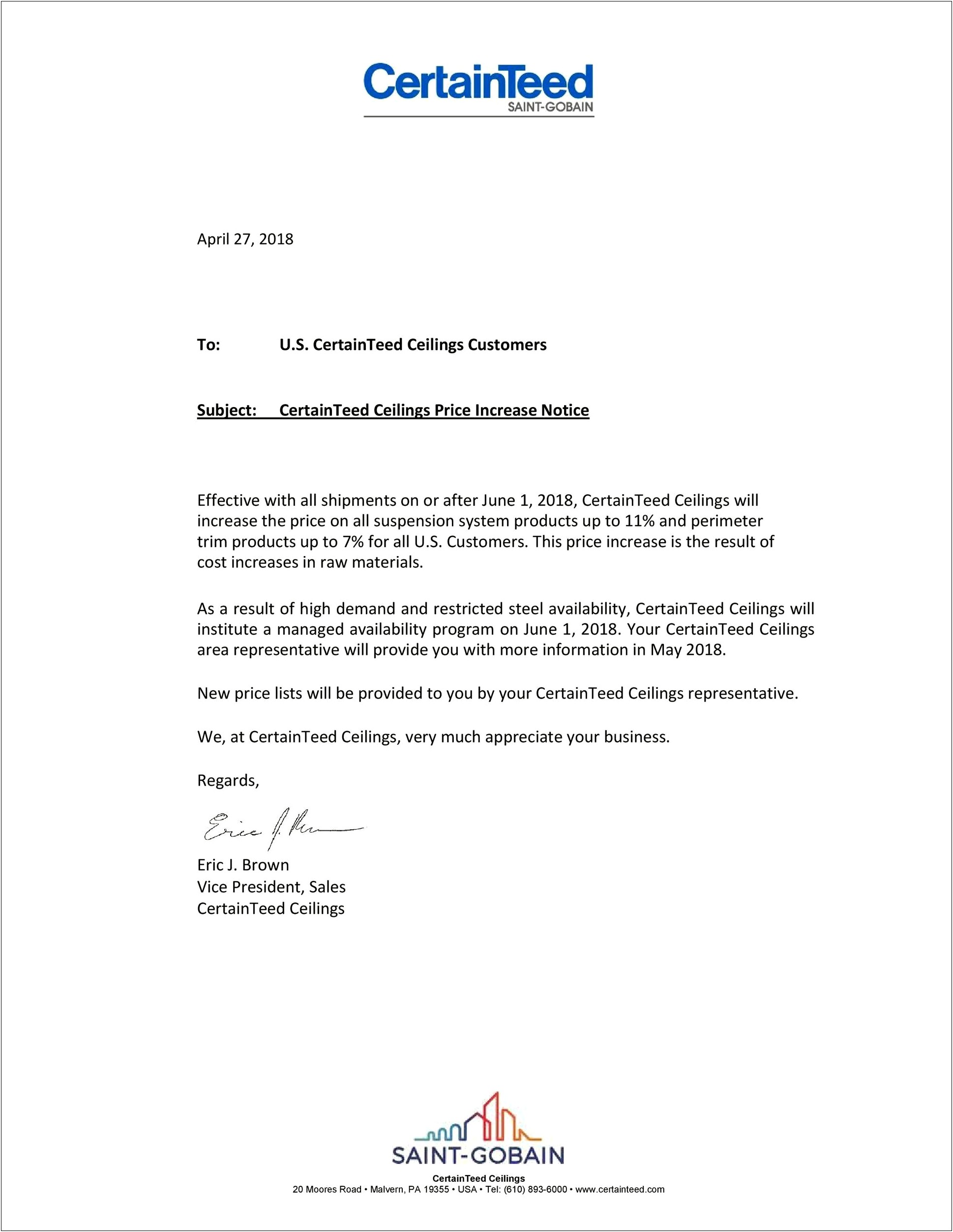 Dental Insurance Fee Increase Letter Template