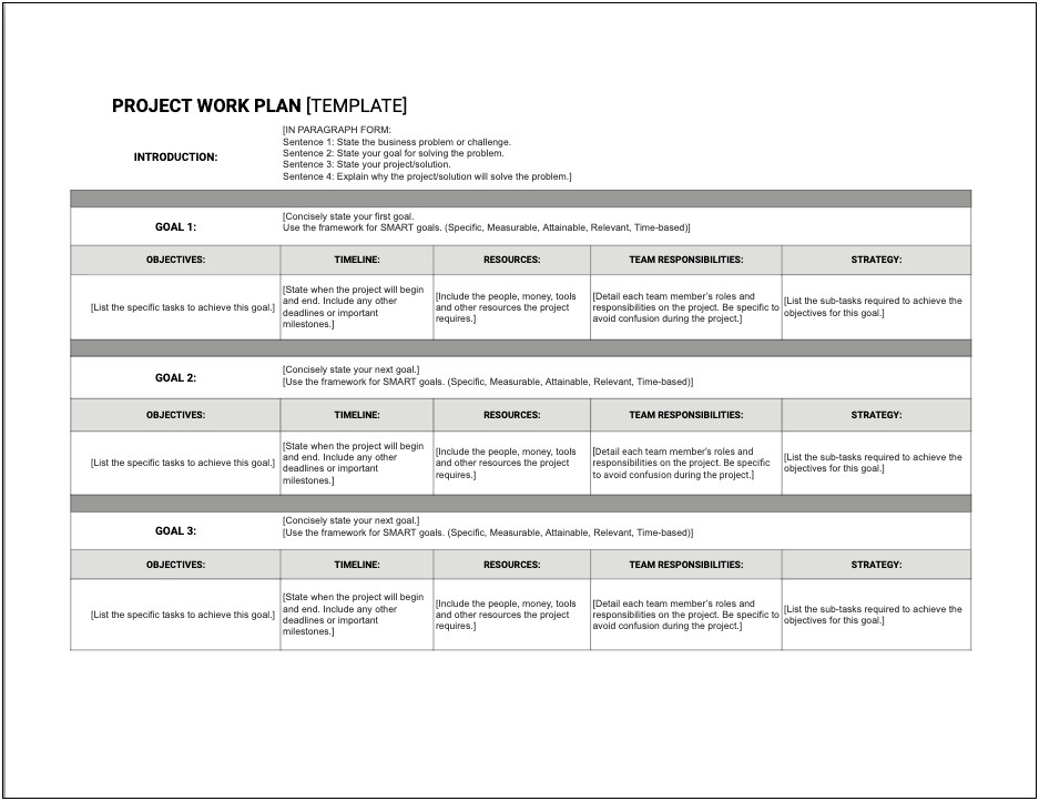 Department Measurables Work Action Plan Template