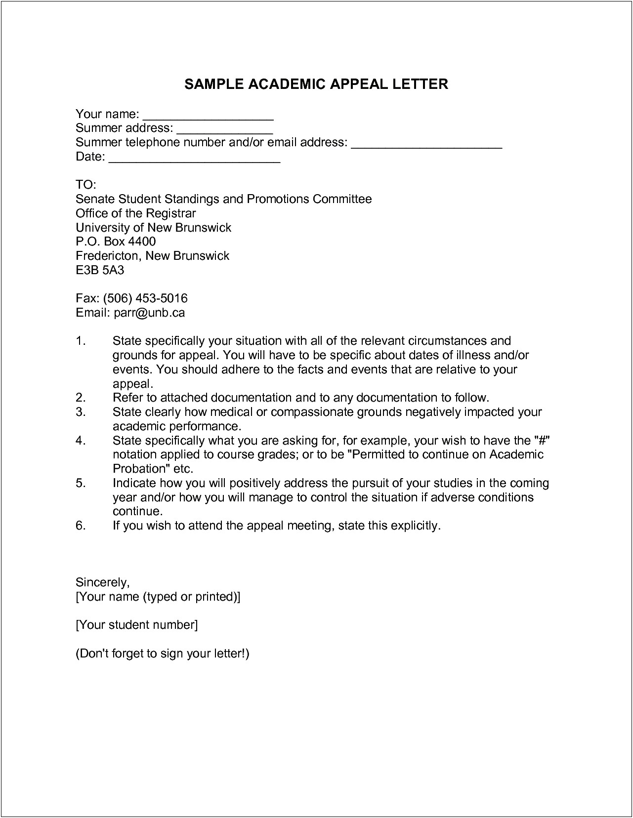 Department Of Human Resources Appeal Letter Template