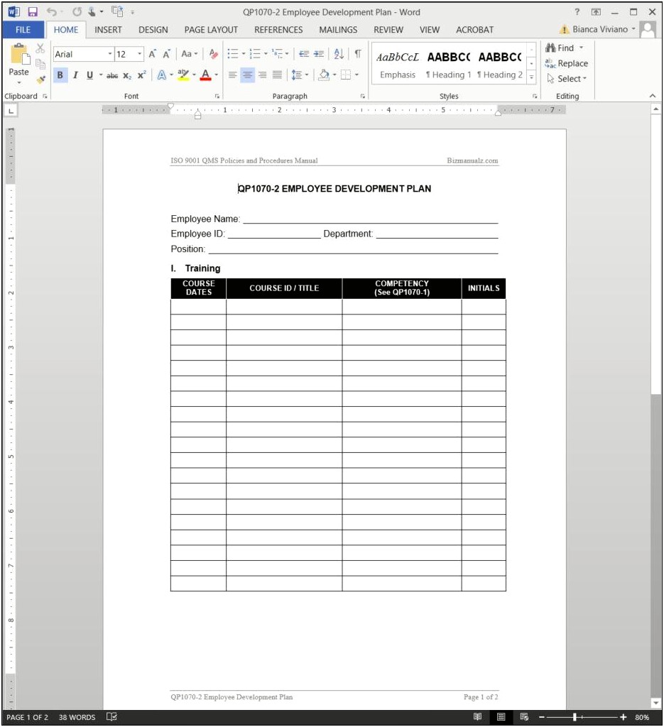 Design And Development Plan Template Iso 9001