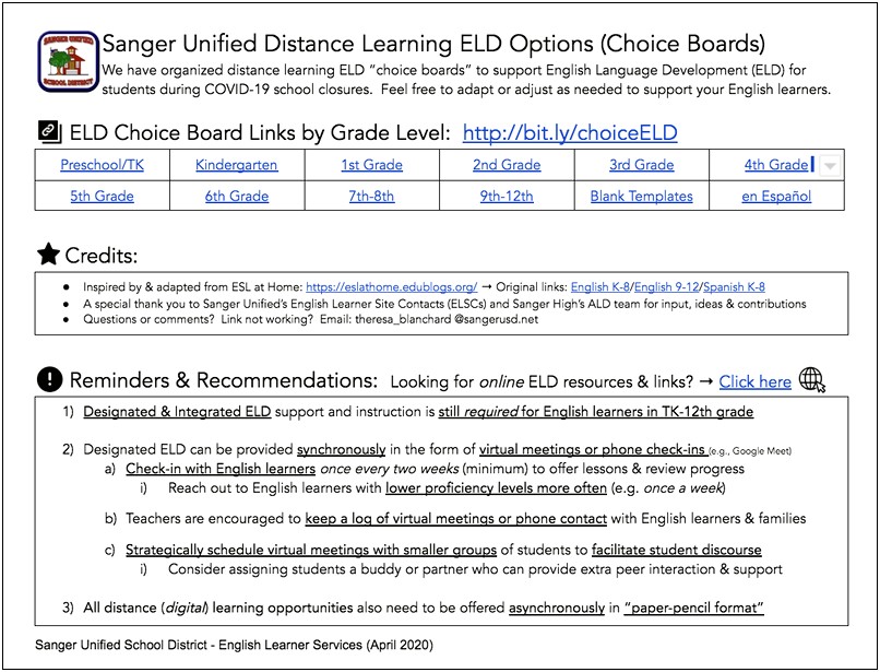 Designated English Language Development Lesson Plan Template